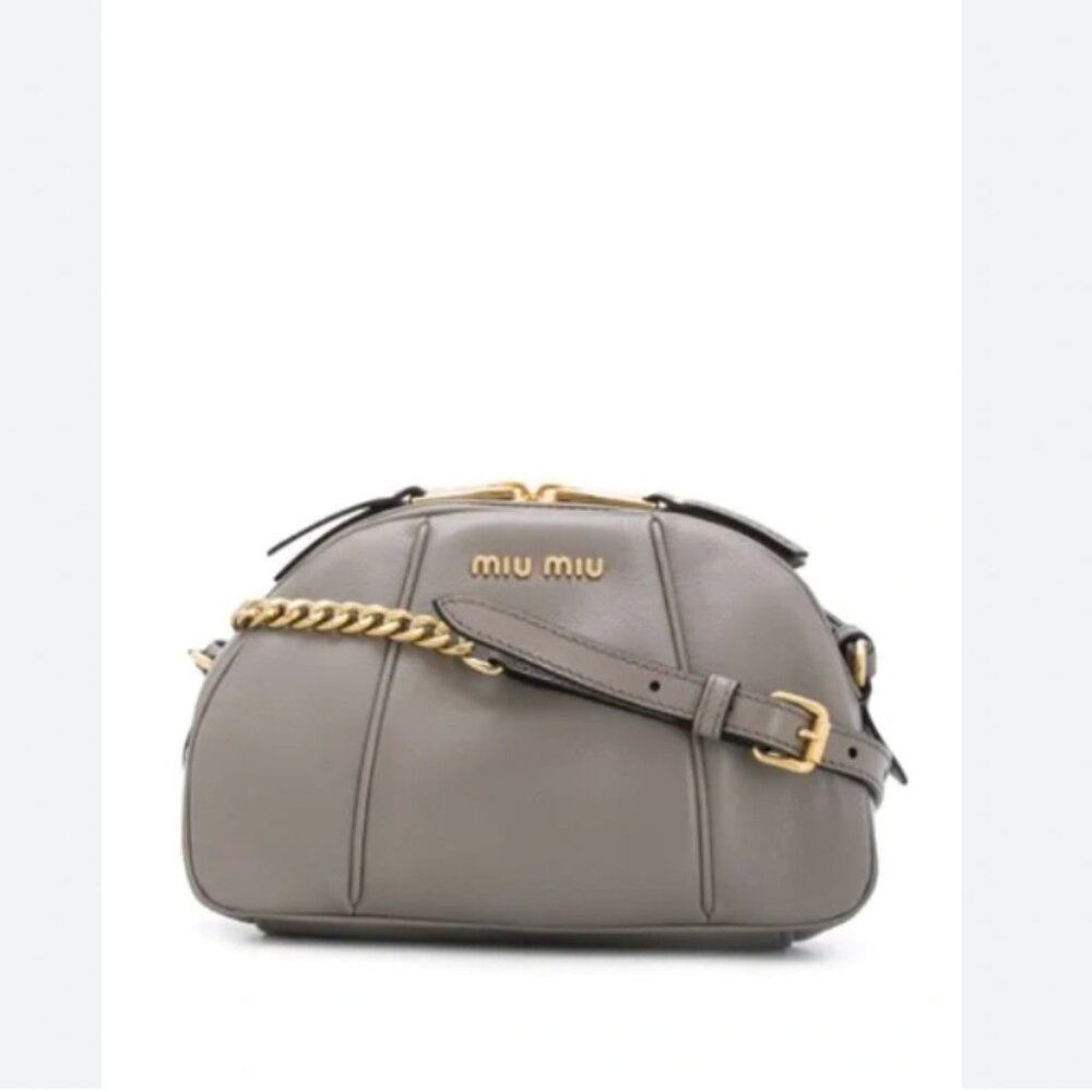 Miu Miu Glace Calf Bandoleer Grey Crossbody Bag